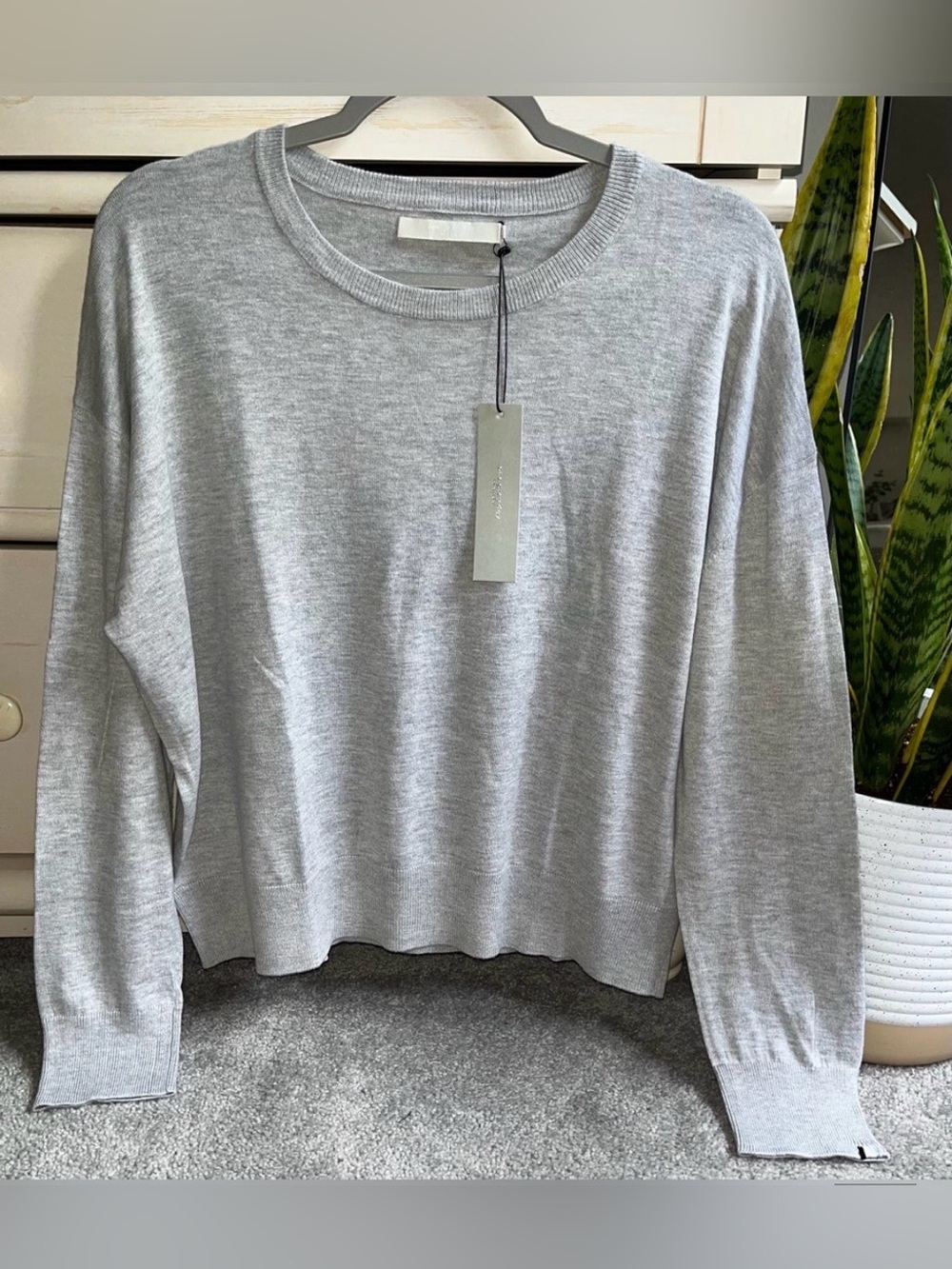 One Grey Day Sloane Cotton Boxy Sweater Medium
